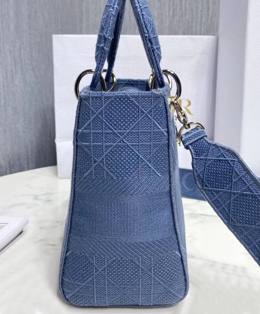 Christian Dior Medium Lady D Lite Canvas Bag Blue